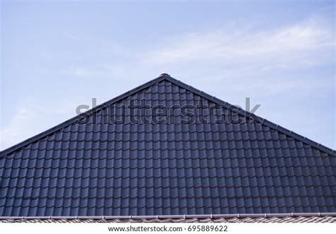 Black Tiles Roof On New House Stock Photo 695889622 Shutterstock
