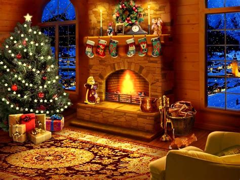 Christmas Fireplace Scenes Wallpapers Wallpapersafari