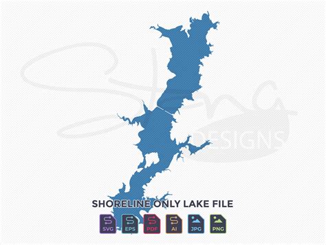 Oologah Lake Ok Shoreline Only Map Single Layer Svg Pdf Ai Eps Png 