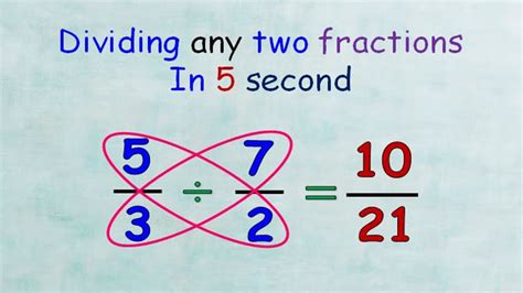 How To Divide Any Two Fractions In 5 Second Youtube
