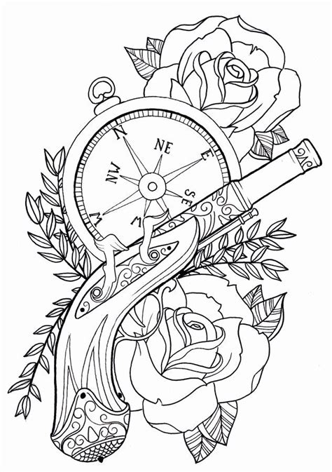 Cross and rose coloring page to color, print and download for free along with bunch of favorite cross coloring page for kids. 28 Compass Rose Coloring Page in 2020 | Trendy tattoos ...