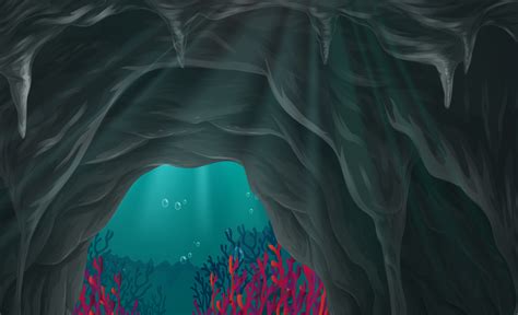 Nature Scene Of Cave Under The Sea Download Free Vectors
