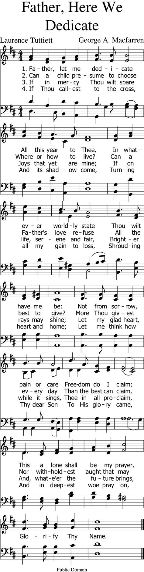 430 Father Here We Dedicate Dedication Sheet Music Mobile Hymns