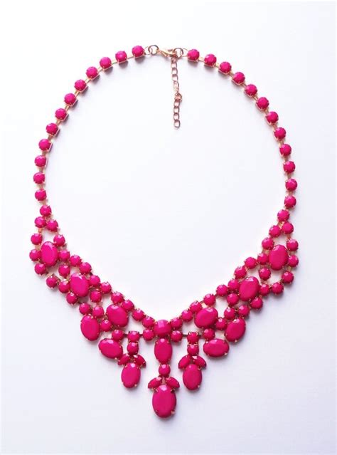 25 Off Hot Pink Necklace Bib Necklace Statement Necklace