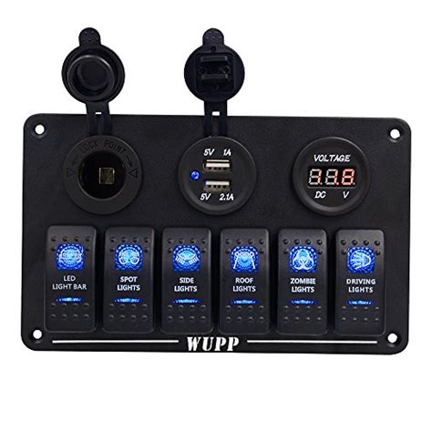 Wupp Boat Switch Panel Waterproof Marine Electrical Panel 6 Gang