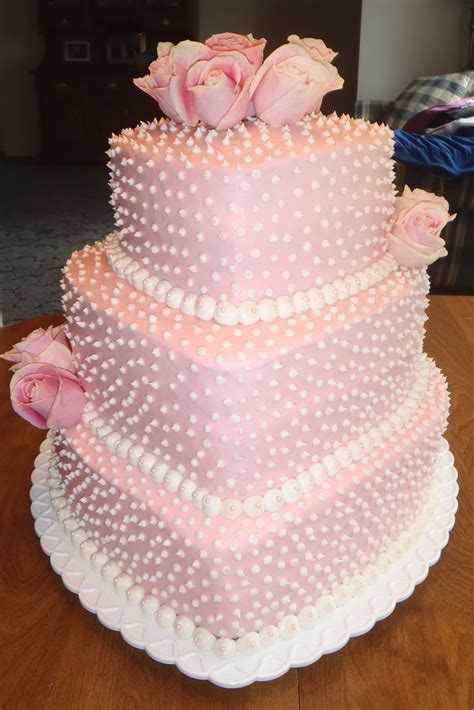 Heart Shaped Pink Dotrose Wedding Cake Bridal Shower Cakes Shower