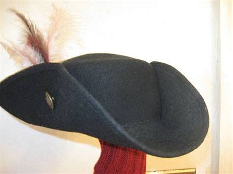 Pirate Hat Tricorn Style Black With Feathers And Metal Buttons On
