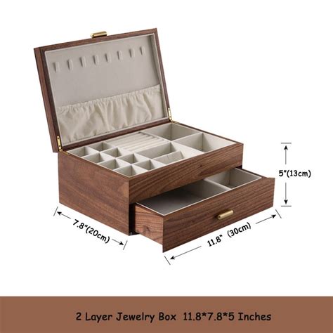 Solid Wood Jewelry Box Large Walnut Wood Jewelry Organizer Etsy