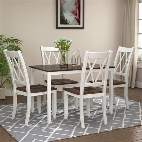 We offer casual sets to formal pieces, with modern and rustic styles. Clearance! Dining Table Set with 4 Chairs, 5 Piece Wooden ...