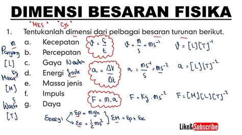 BSE MENENTUKAN DIMENSI BESARAN TURUNAN Fisika SMA Kelas 10 YouTube