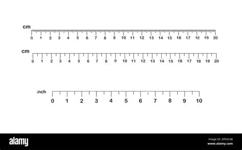 Measuring Length Markings In Centimeters And Inches Of Rulers On White