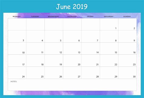 2019 June Calendar Planner June 2019 Calendar Printable Calendar
