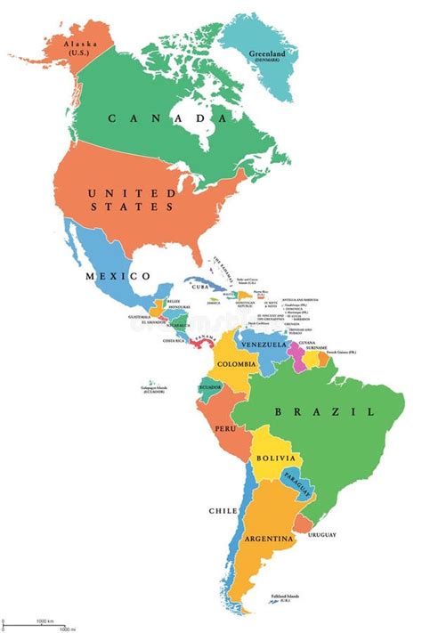Mapa Político De Estados Unidos Con Fronteras Nacionales Ilustración