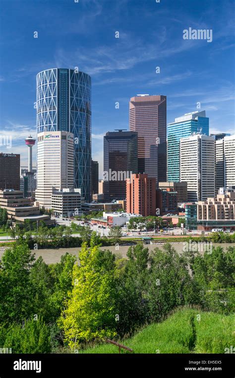 The City Skyline Of Calgary Alberta Canada Stock Photo Alamy