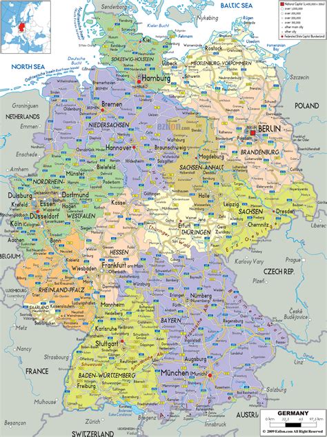 Detailed Political Map of Germany - Ezilon Maps