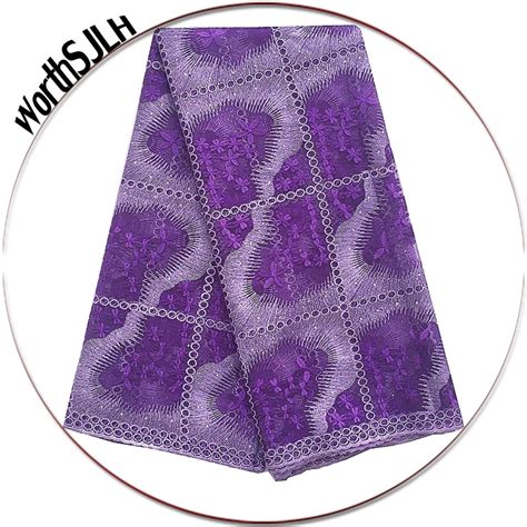 Latest African Laces 2018 Purple Gray Swiss Africa Lace Fabric High Quality Tulle Nigerian Lace