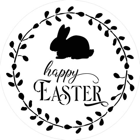 Happy Easter Round Stencil with Bunny by StudioR12 | DIY Spring Wreath