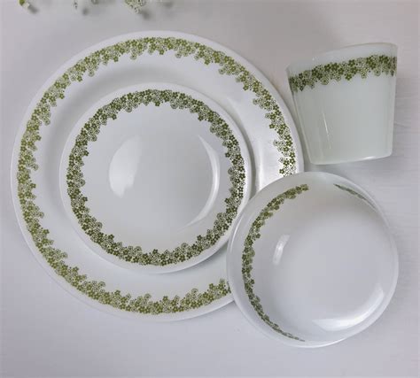 Vintage Pyrex Corelle Green Daisy Pattern Dinnerware One Cup Etsy