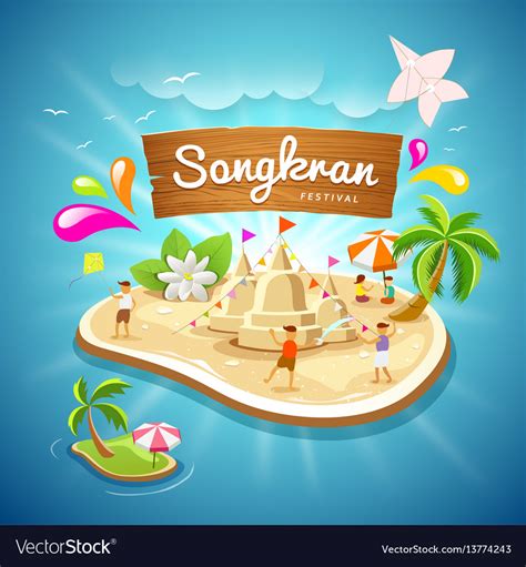 songkran festival summer in thailand royalty free vector