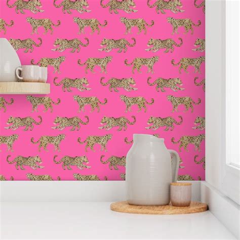 Leopard Parade Hot Pink Wallpaper Peal And Stick Wallpaper Hot Pink