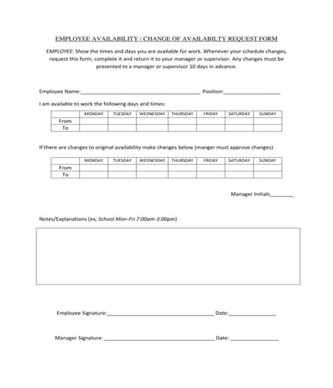 Free 12 Availability Forms In Pdf Ms Word Excel