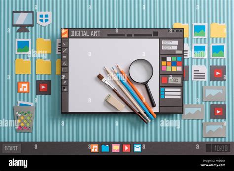 Graphic Design Software User Interface With Real Tools Creativity And