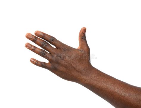 African American Man Showing Hand Gesture On White Background Closeup