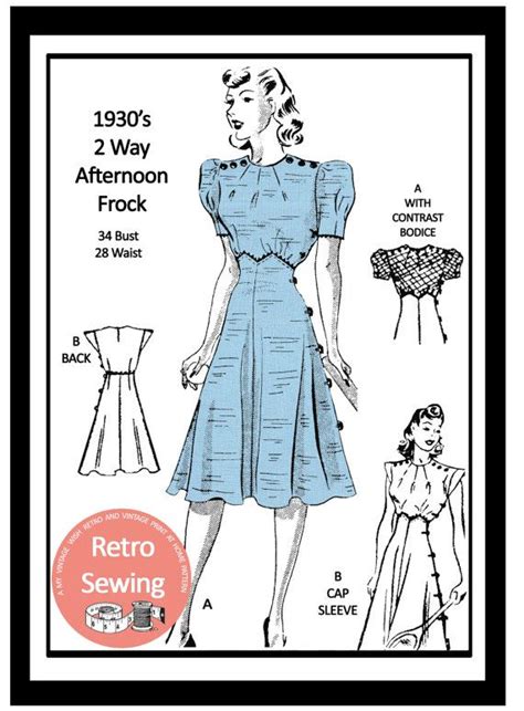 1930s Afternoon Frock Sewing Pattern Full Size By Myvintagewish Pdf