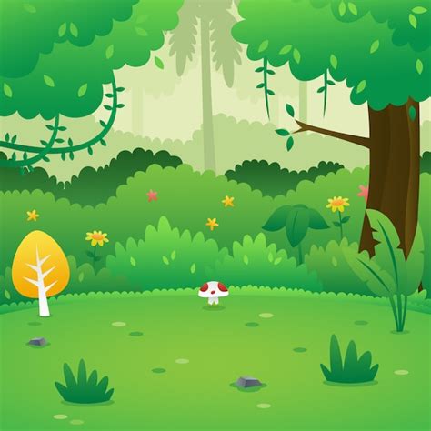 Bosque De Dibujos Animados De Fondo Vector Premium