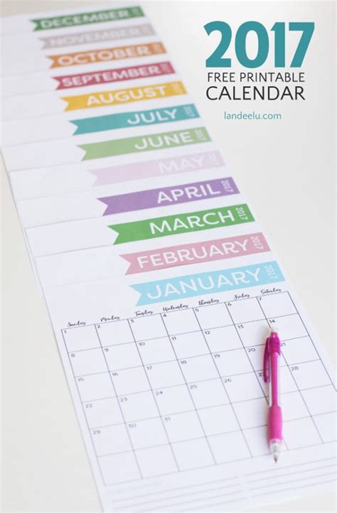 Free Printable Calendar for 2017- Get Organized! - landeelu.com