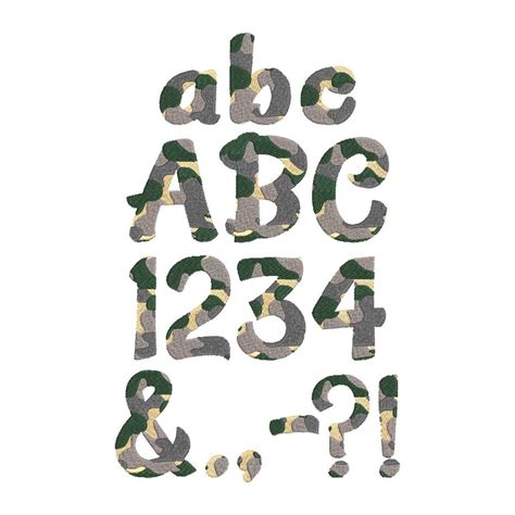 Camo Camouflage Font Alphabet Machine Embroidery Designs Etsy