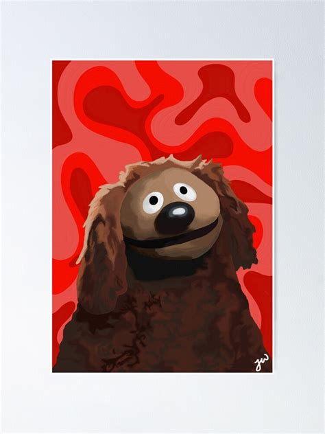Rowlf The Dog Painting Portrait Version 13 Red Background Poster