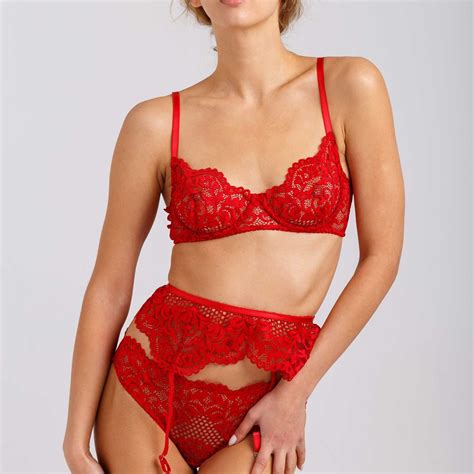 Red lace lingerie set Red lace underwear Red lace bra Etsy 日本