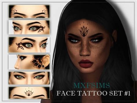 Face Tattoo Set 1 The Sims 4 Catalog Sims 4 Sims 4 Tattoos Face