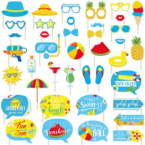 Buy Pool Party Photo Booth Props Kit For Swimming Party Decorations Beach Party Selfie Props