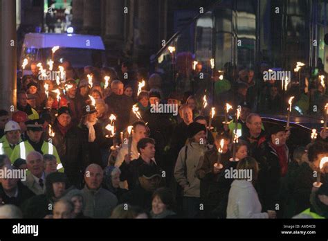 Torch Lit Procession Glasgow Scotland Stock Photo Alamy