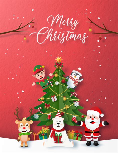 Christmas and new year are a time for joy and warm friendly christmas greeting cards, christmas photo frames, christmas invitations for you to write wishes or get ideas from familiar images of christmas such as santa claus, pine trees, christmas balls. Paper Style Merry Christmas Card - Download Free Vectors, Clipart Graphics & Vector Art