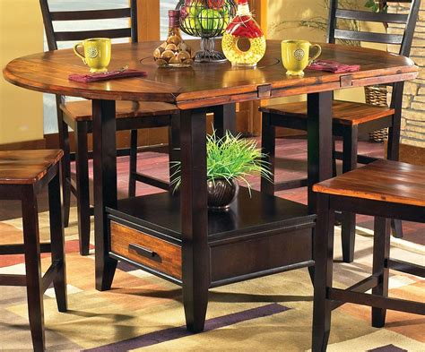 Amish mission round table with one leaf remains true to the arts & crafts style and is perfect to those small gatherings as well as for those large ones. Abaco Extendable Round Counter Height Dining Table from ...