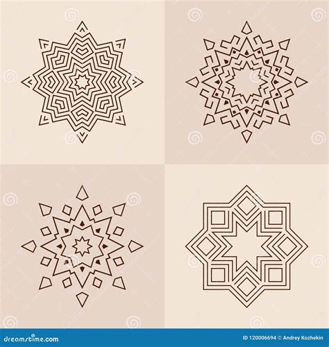Abstract Symmetric Geometric Shapes Symbols For Your Design Stock