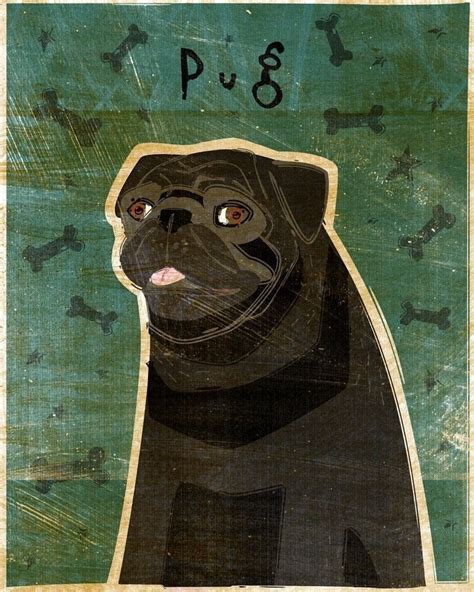 Black Pug Print Pug Art Dog Wall Art Stretched Canvas Prints