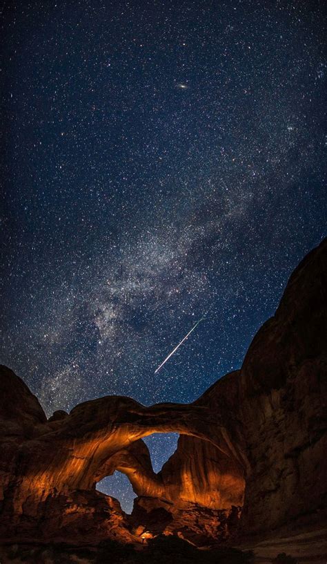 Meteor And The Milky Way Galaxy Seen Over Arches National Park Earth Blog