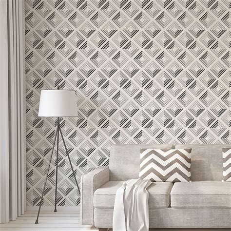 Geometric Wallpaper Various Colours And Designs Grey Rose Gold Feature