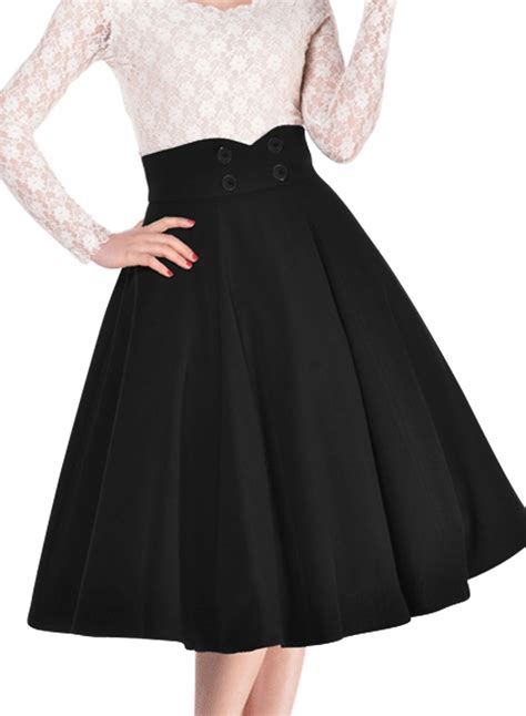 Miusol Women S Vintage High Waist A Line Retro Casual Swing Skirt