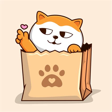 cat in paper bag orange white pussy cat with love finger in shopping bag 20193106 vector art