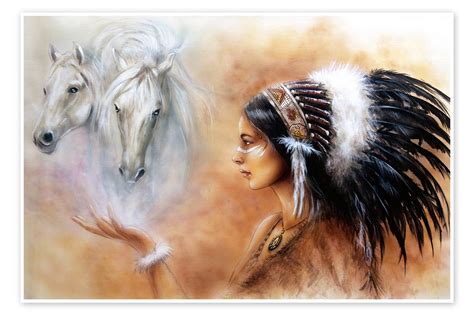 Native American With Horses Print By Editors Choice Posterlounge