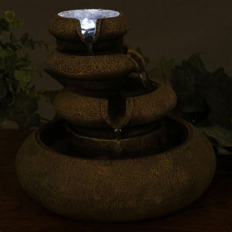 Three Tier Flowing Tabletop Fountain W Led Lights By Sunnydaze Decor