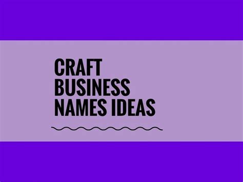 Brilliant Craft Business Names Video Infgographic Creative