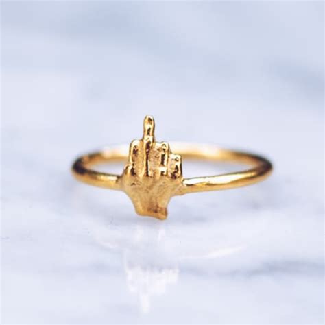 24k Gold Plated Middle Finger Ring Cool Rings For Women And Etsy
