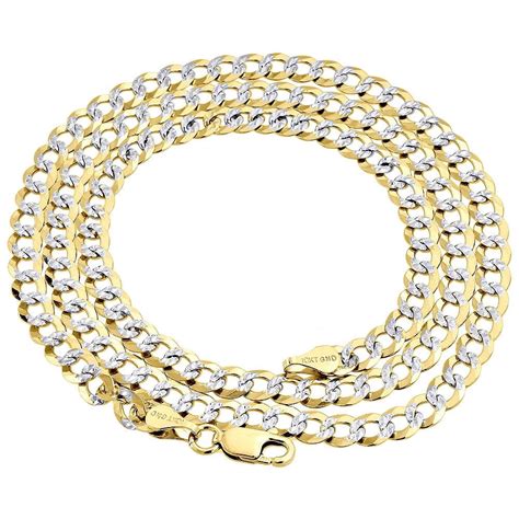 jawa jewelers 10k yellow gold 4 75mm diamond cut cuban link chain necklace lobster clasp 18