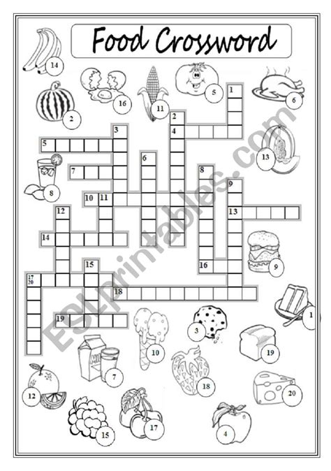 Food Crossword Puzzle Esl Worksheet By Xyz5